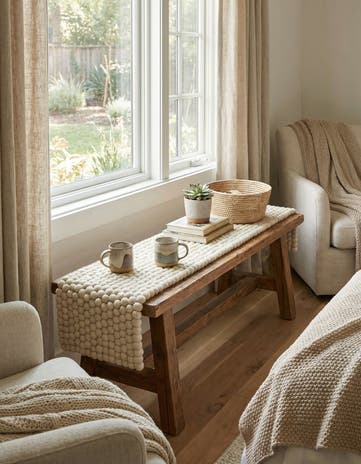 1' 2 x 6' 1 Hand Woven Felt Ball Wool Table Runner Rug