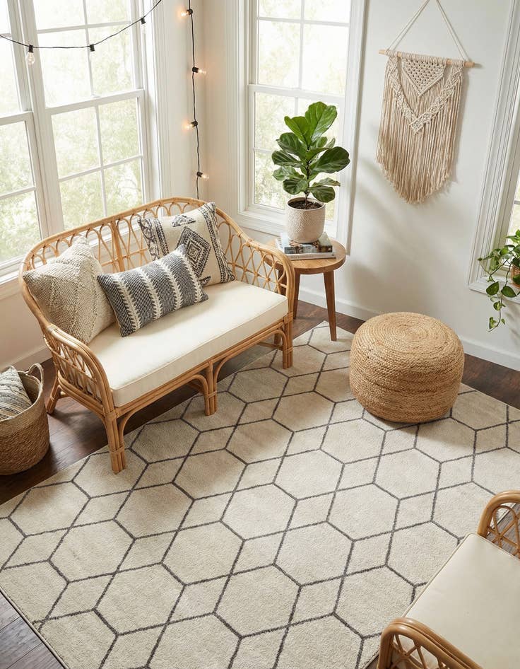 Detail image of  5' 3 x 8' Lattice Frieze Rug