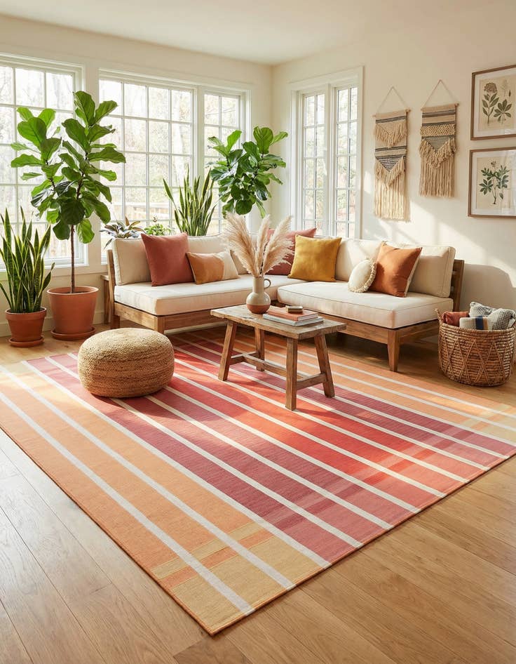 Detail image of 7' 10 x 10' Easy-Clean Striped Indoor / Outdoor Rug