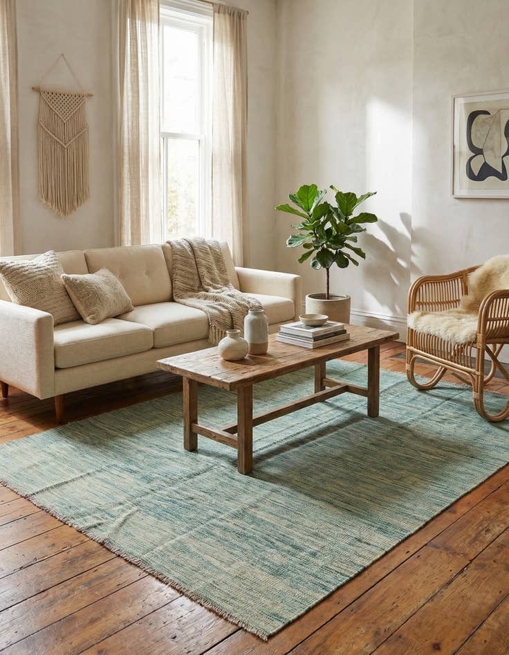 Detail image of 4' 10 x 6' 6  Hand Woven Kilim Modern Wool Rug