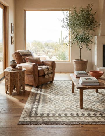5' 2 x 6' 8 Hand Woven Kilim Maymana Wool Rug