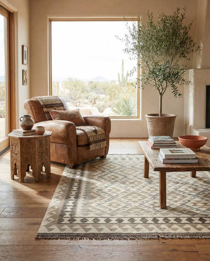 Detail image of 5' 2 x 6' 8 Hand Woven Kilim Maymana Wool Rug