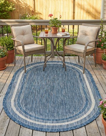 3' x 5' 3 Easy-Clean Border Indoor / Outdoor Oval Rug