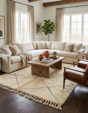 6' 9 x 9' 10 Hand Knotted Moroccan Wool Rug