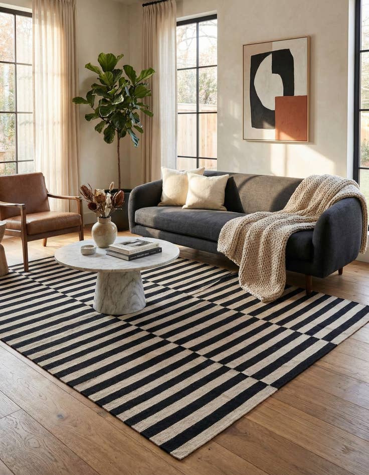 Detail image of 4' 1 x 5' 10  Hand Woven Kilim Modern Wool Rug