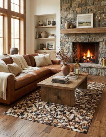 5' 1 x 8' 1 Cowhide Leather Rug