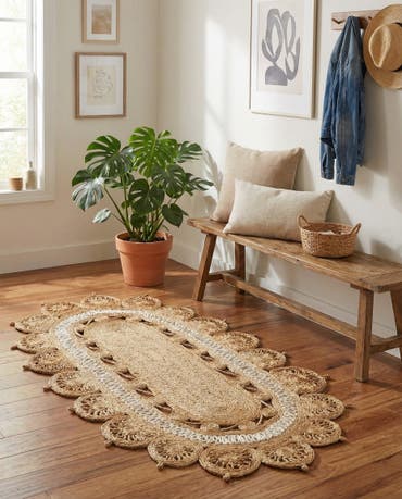  3' 1 x 5' 1  Hand Braided Jute Oval Rug