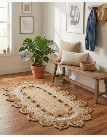 3' 1 x 5' 1 Handmade Braided Jute Oval Rug