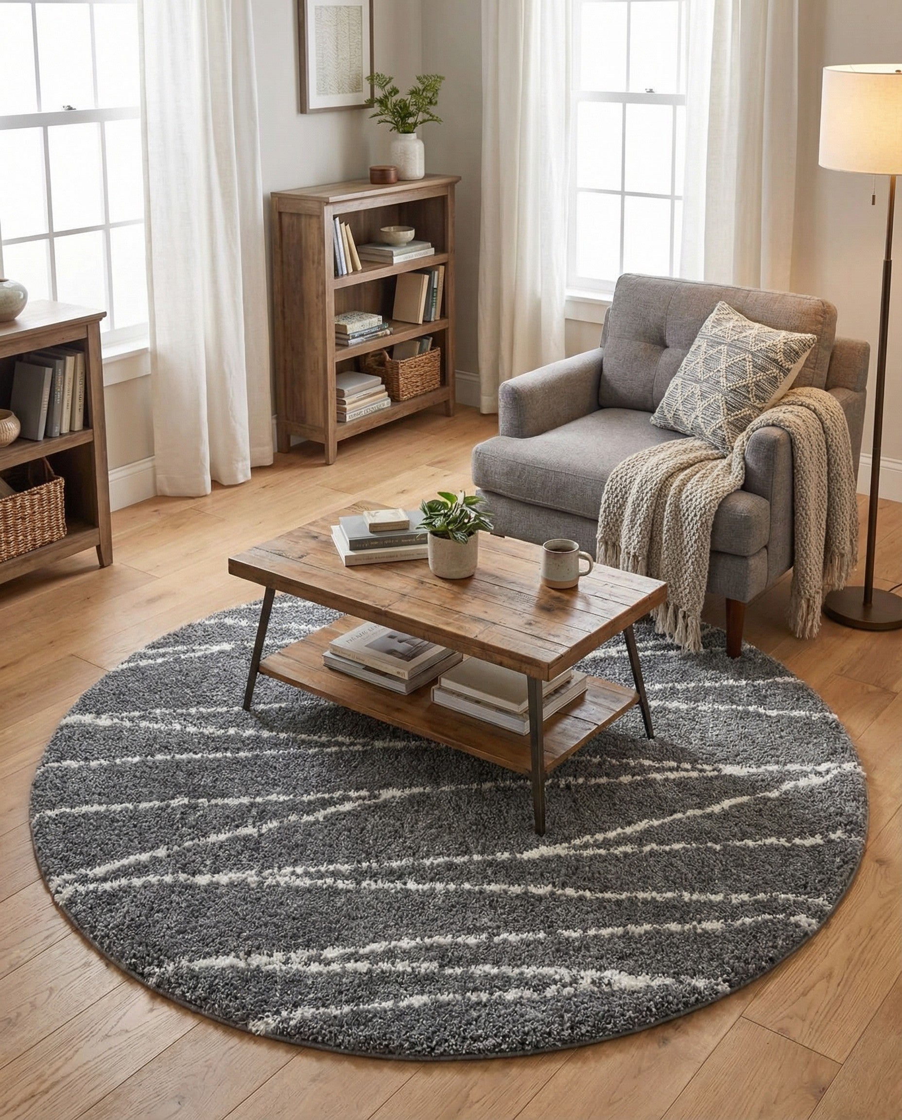  5' 3 x 5' 3 Serenity Shag Round Rug