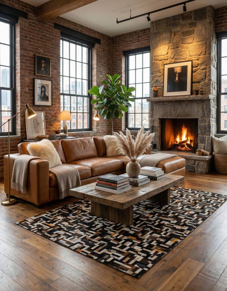 Detail image of  5' 2 x 8' Cowhide - Patchwork Rug