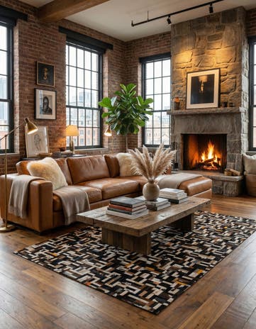 5' 2 x 8' Cowhide - Patchwork Rug