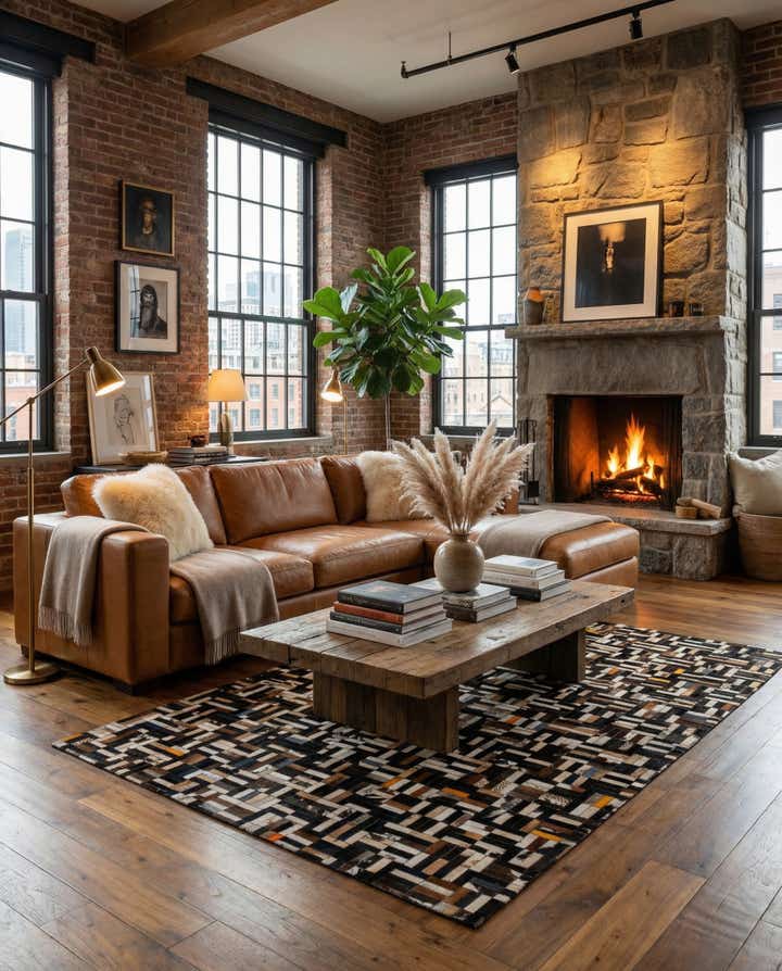 5' 2 x 8' Cowhide - Patchwork Rug