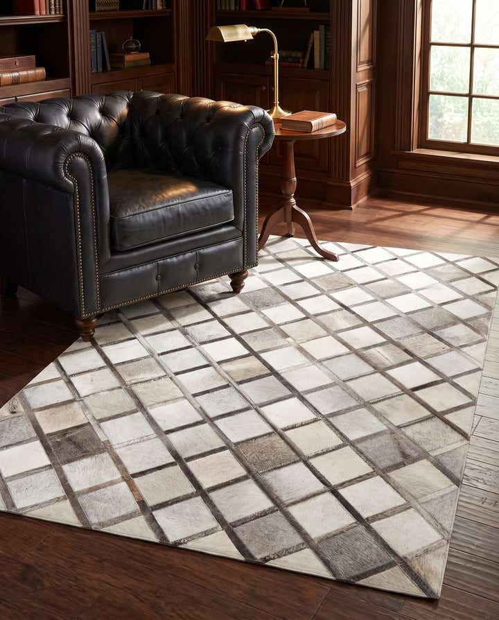 5' 4 x 7' 10 Cowhide Leather Rug
