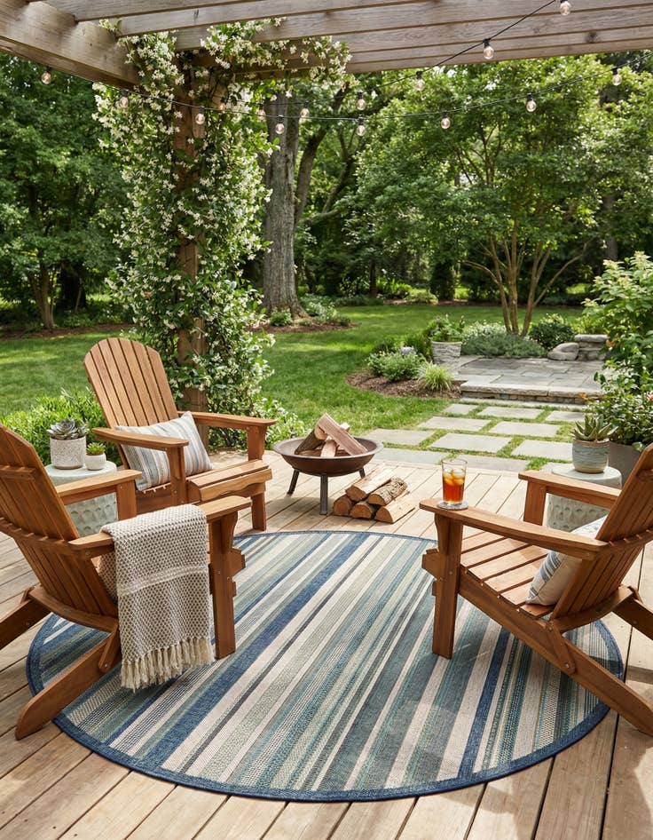 Detail image of  7' x 7'  Washable Baja Indoor / Outdoor Round Rug