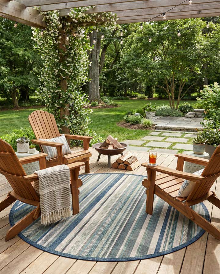 7' x 7' Easy-Clean Baja Indoor / Outdoor Round Rug