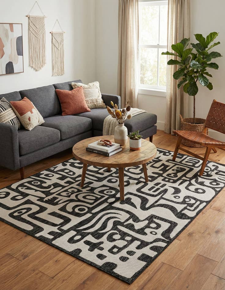 Detail image of  6' x 9'  Washable Modern Indoor / Outdoor Rug