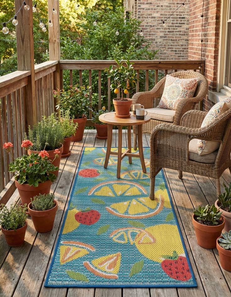 Detail image of 2' x 5' 1  Washable Baja Indoor / Outdoor Runner Rug