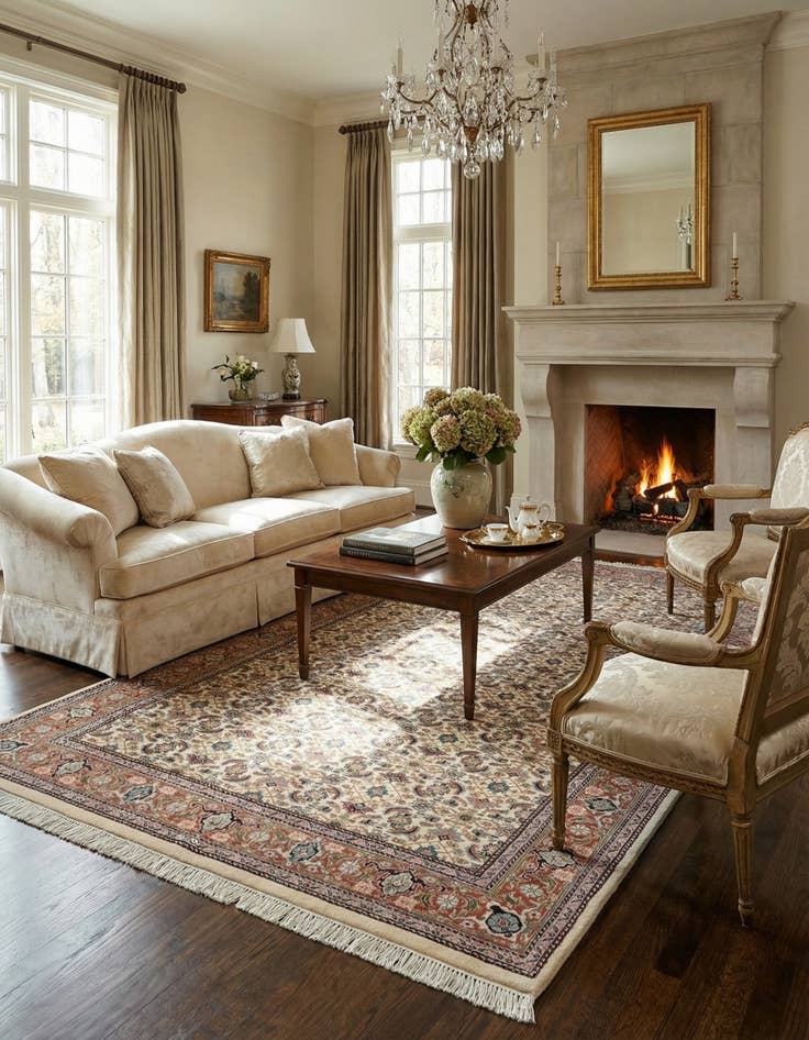 Detail image of 5' 9 x 10' 6  Hand Knotted Isfahan Wool Rug