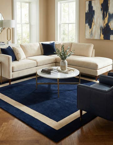 Cobalt Blue Jill Zarin Border Wool Square Rug