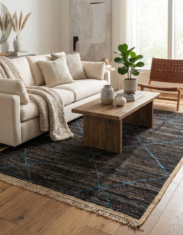 Detail image of  5' 4 x 8' 5  Hand Knotted Moroccan Wool Rug