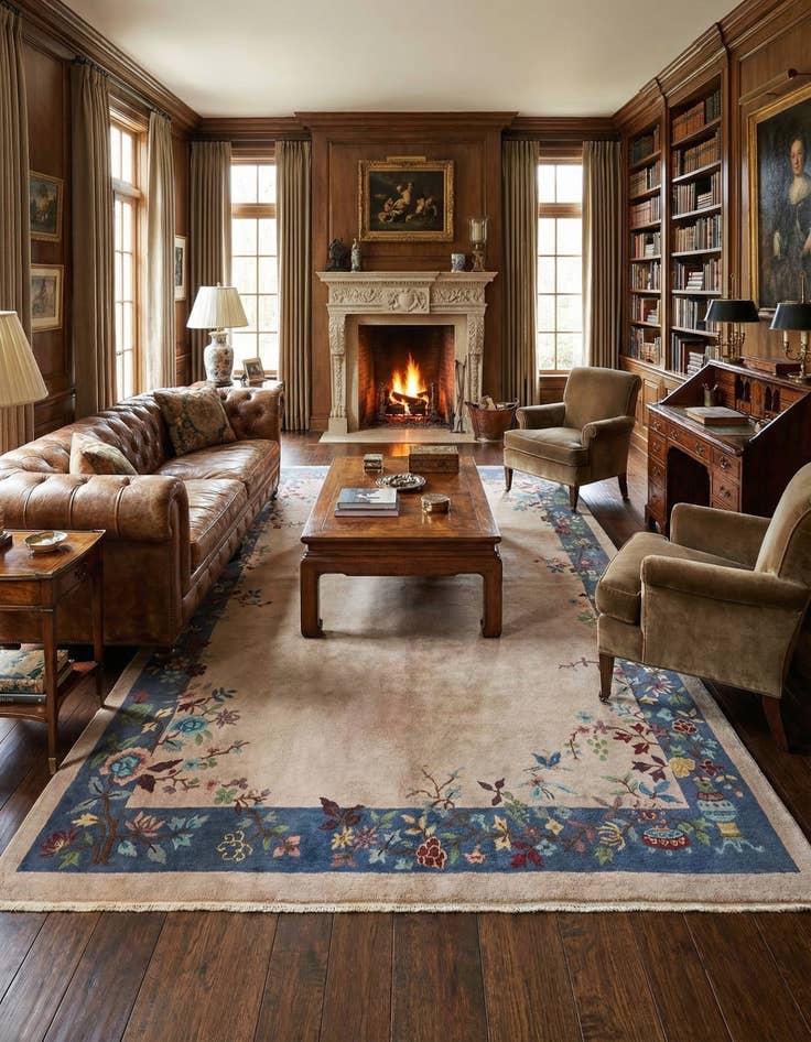 Detail image of 5' 10 x 8' 8  Hand Knotted Antique Finish Wool Rug