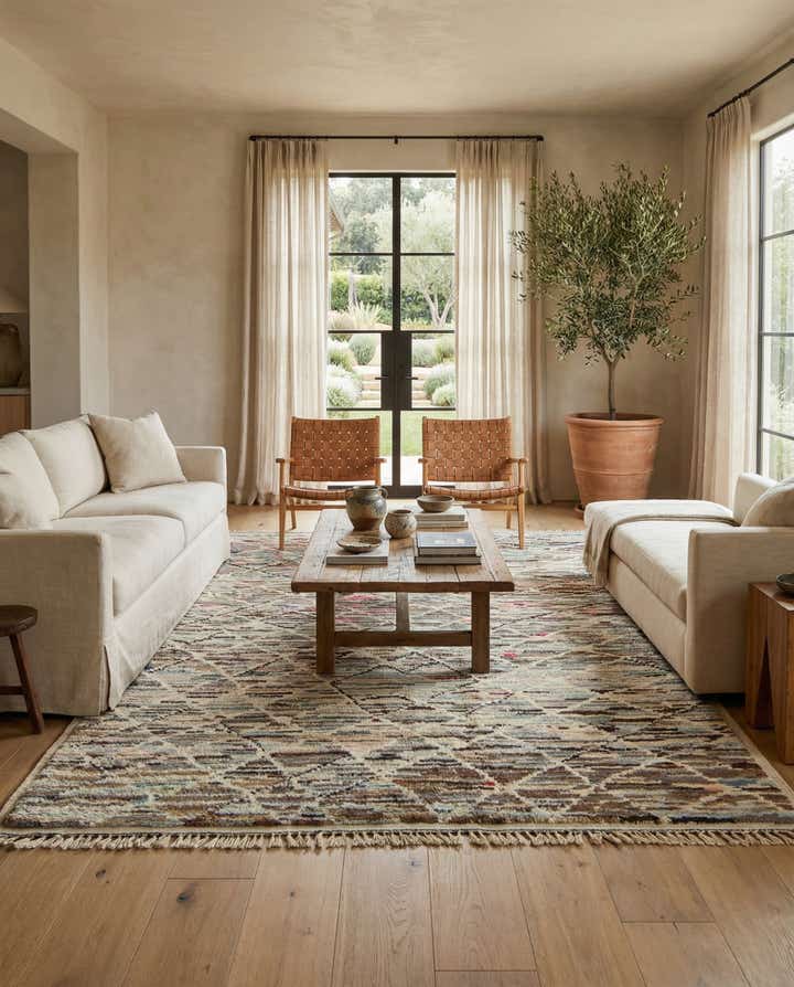 6' 3 x 9' 2 Hand Knotted Moroccan Wool Rug