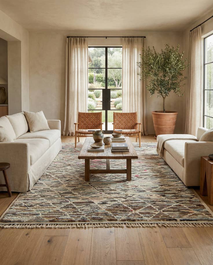 Detail image of 6' 3 x 9' 2 Hand Knotted Moroccan Wool Rug