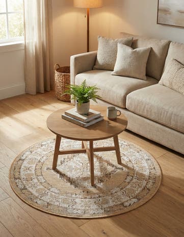 3' x 3' Easy-Clean Traditional Indoor / Outdoor Round Rug