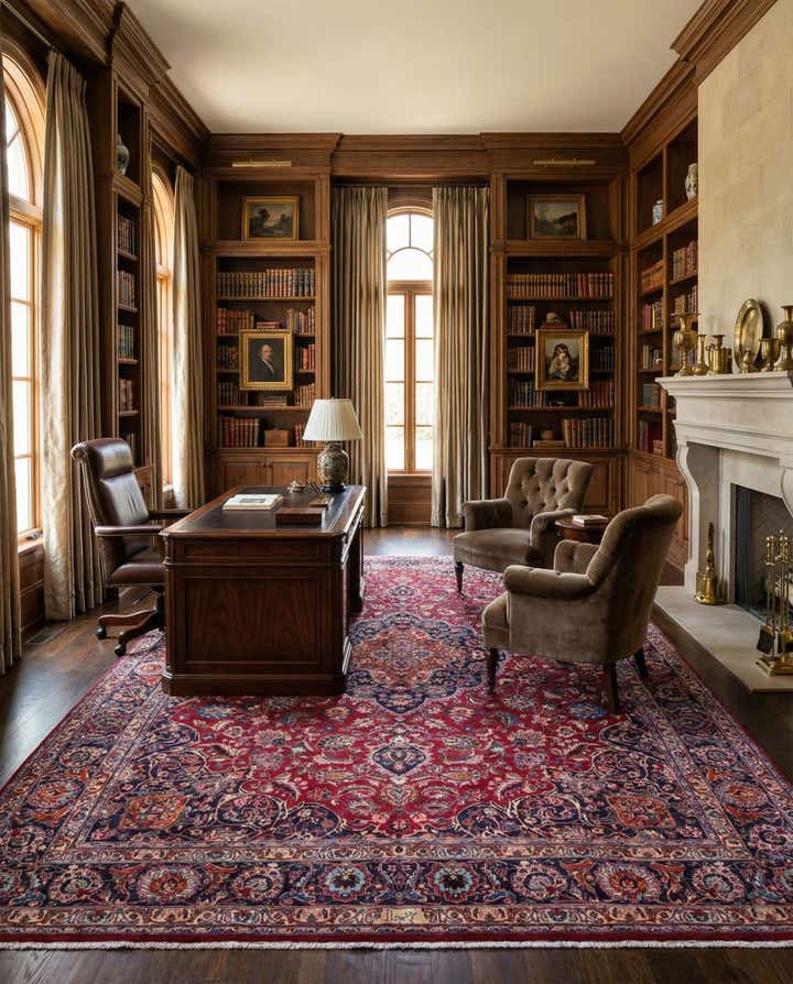 9' 9 x 12' 8 Hand Knotted Mashad Persian Wool Rug