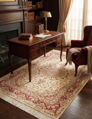 3' 4 x 4' 11 Ghom Silk Rug