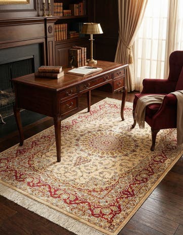 3' 4 x 4' 11 Ghom Silk Rug