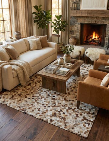 7' 10 x 9' 10 Cowhide Leather Rug