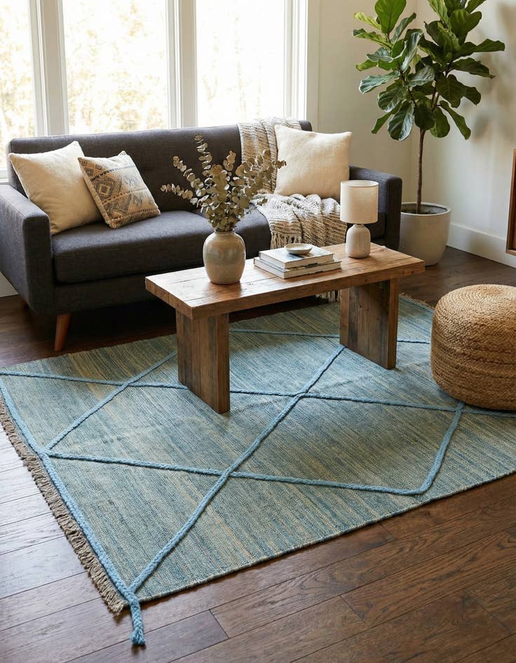 Detail image of 4' 6 x 6'  Hand Knotted Moroccan Wool Rug