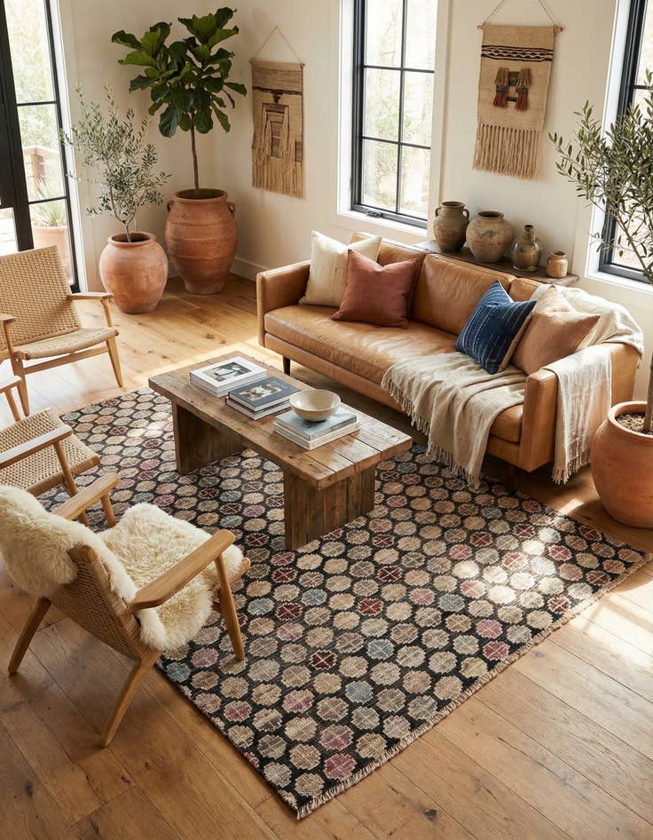 Detail image of 5' x 8'  Hand Knotted Moroccan Wool Rug