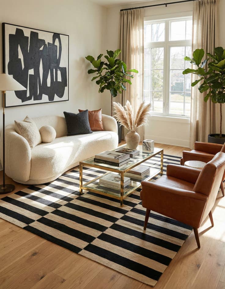 Detail image of  4' 3 x 6'  Hand Woven Kilim Modern Wool Rug