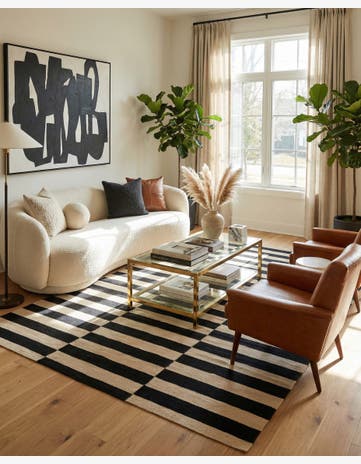 4' 3 x 6' Hand Woven Kilim Modern Wool Rug