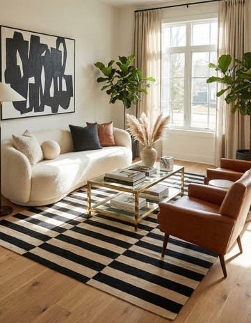 4' 3 x 6' Hand Woven Kilim Modern Wool Rug