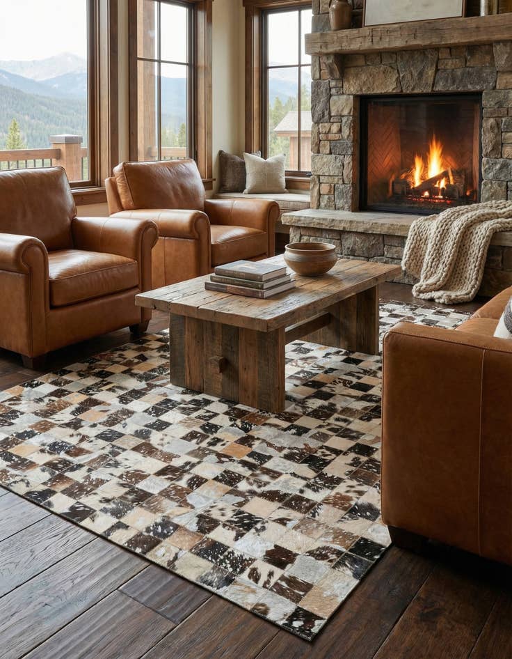 Detail image of 5' x 8' Cowhide Leather Rug