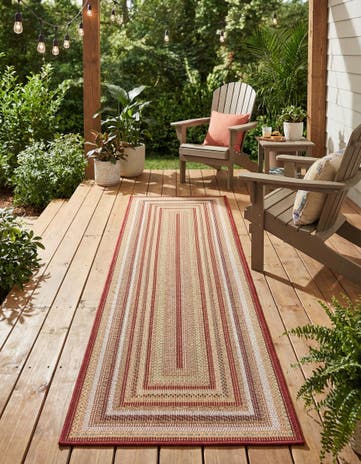 Burgundy Easy-Clean Baja Indoor / Outdoor Runner Rug