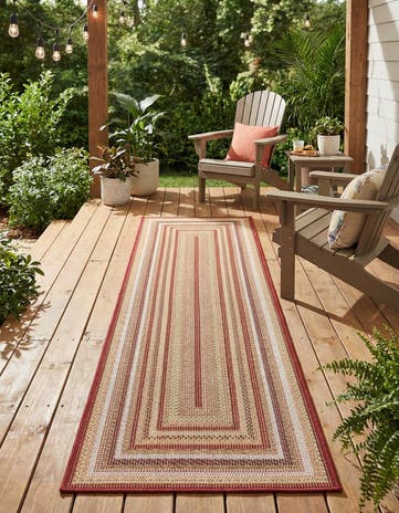 Burgundy Easy-Clean Baja Indoor / Outdoor Runner Rug