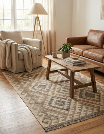 3' 6 x 5' 3 Hand Woven Kilim Maymana Wool Rug
