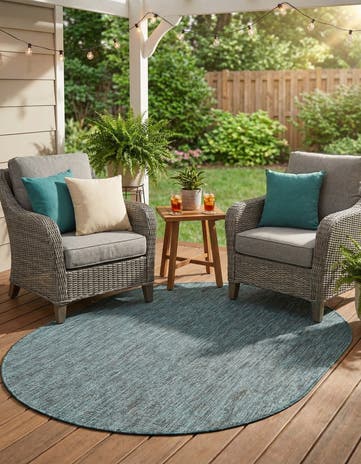 4' 1 x 6' 1 Easy-Clean Solid Indoor / Outdoor Oval Rug