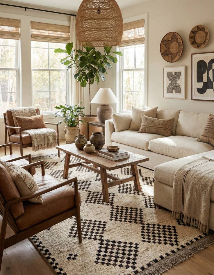 Detail image of 5' 8 x 7' 7 Hand Knotted Moroccan Wool Rug