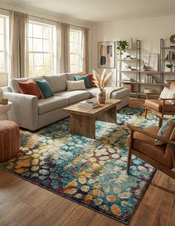 Blue Washable Carnevale Rug