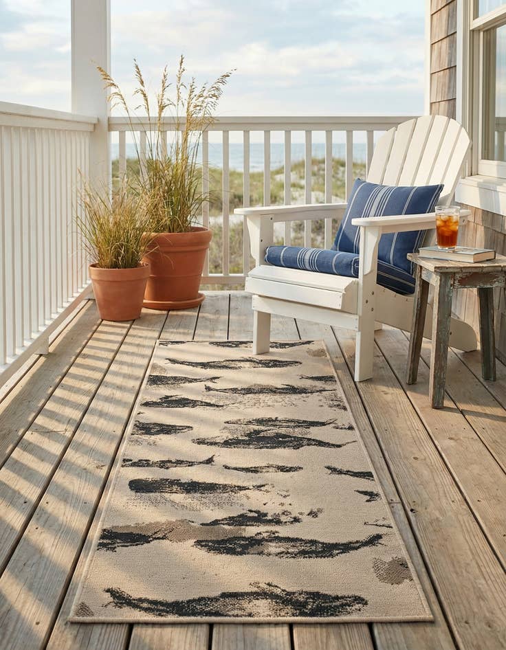 Detail image of 2' x 6'  Washable Coastal Indoor / Outdoor Runner Rug