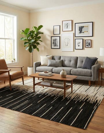 5' 3 x 8' Cowhide Leather Rug