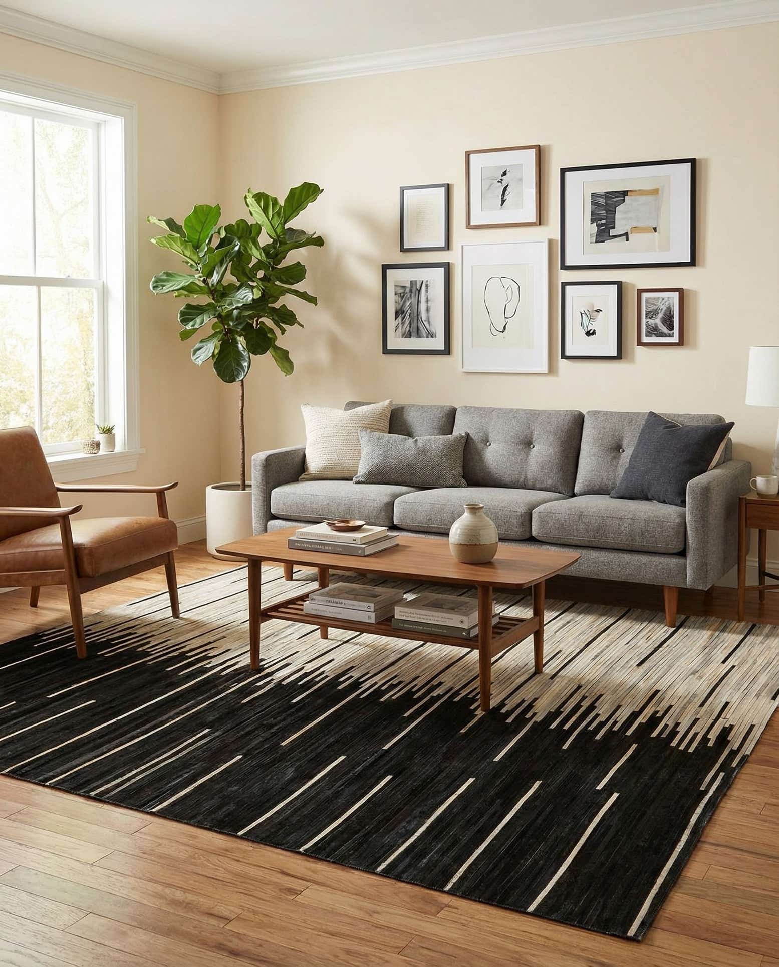 5' 3 x 8' Cowhide Leather Rug