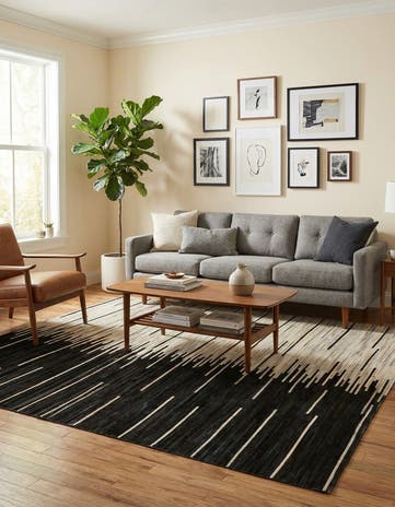 5' 3 x 8' Cowhide Leather Rug