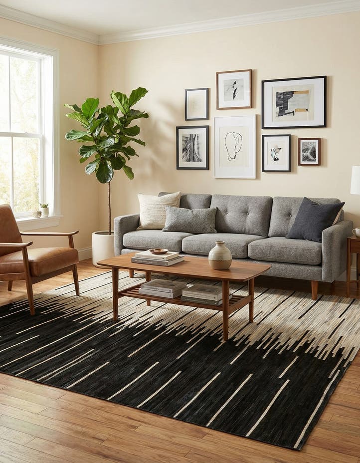 5' 3 x 8' Cowhide Leather Rug