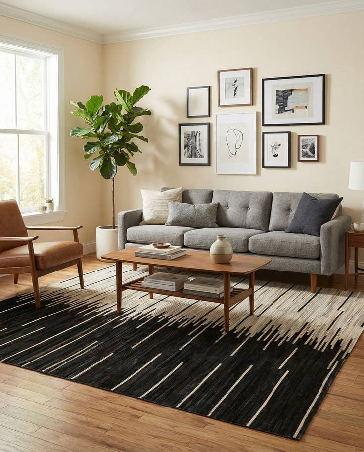 Detail image of 5' 3 x 8' Cowhide Leather Rug